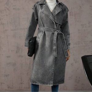 NEW Alice + Olivia gray washed leather trench coat small